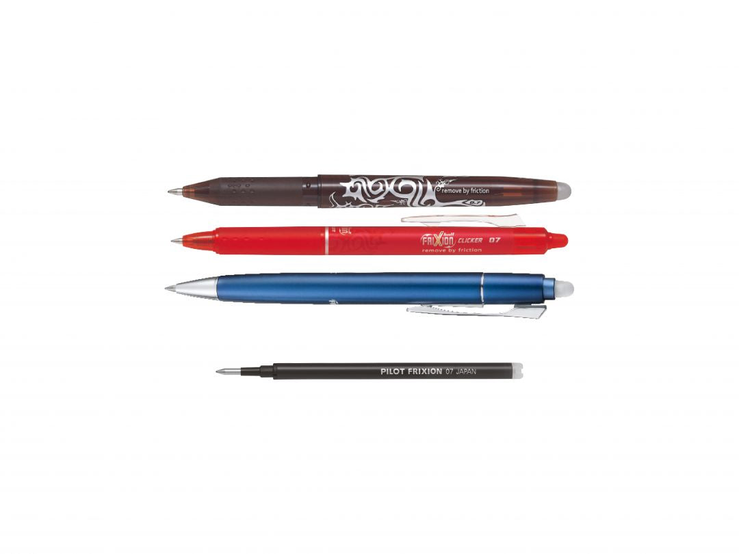 Pilot Rollerball-Mine FriXion für Ball, Clicker, LX + 1 weitere – 0,7 mm, löschbar, geruchsarm, 3 Stk.