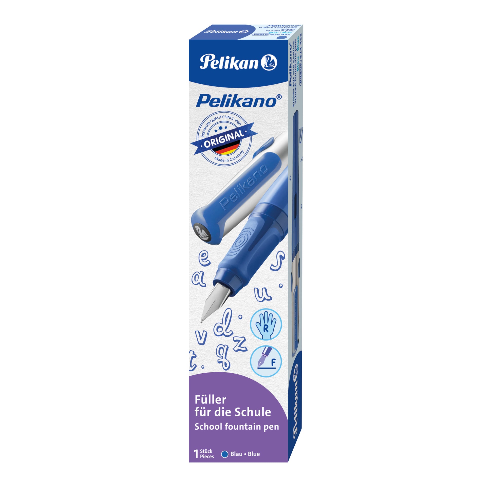 Pelikano – Federspitze F – für Rechtshänder – Blau – Patronen
