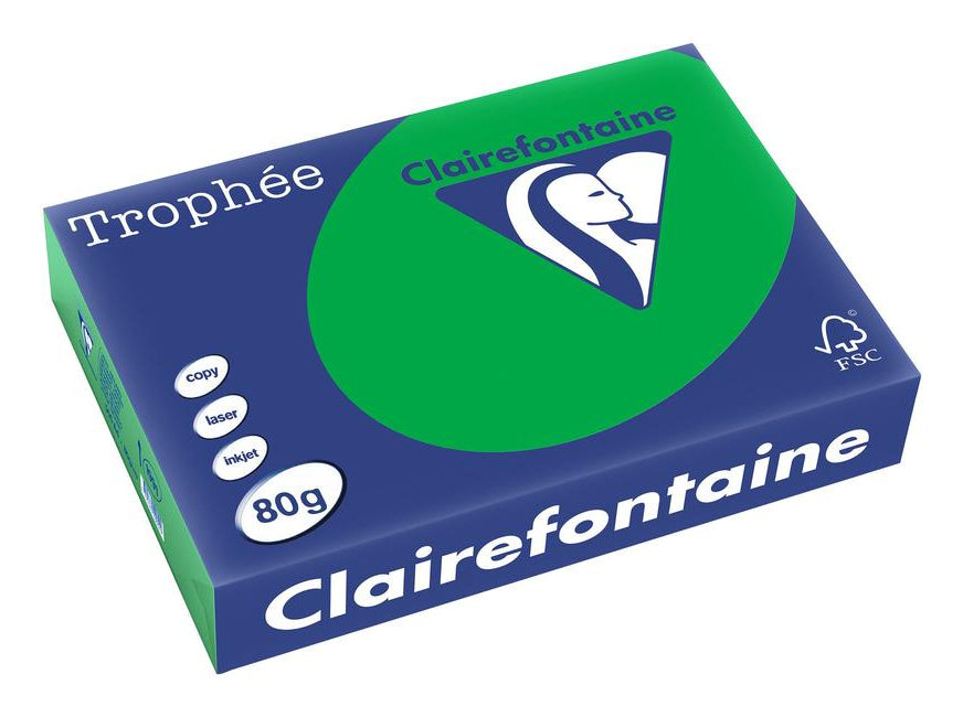 Clairefontaine Kopierpapier – A4, 80 g/m², billardgrün – für Inkjet/Laser/Kopierer – FSC – 500 Blatt