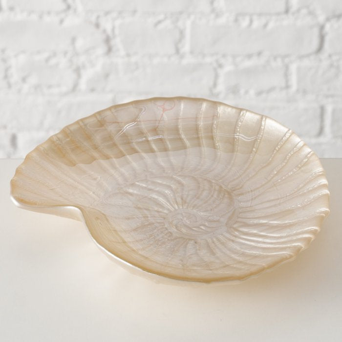 Boltze Schale Zula – 16 × 18 × 3 cm, Glas, Beige, von Hand gefertigt