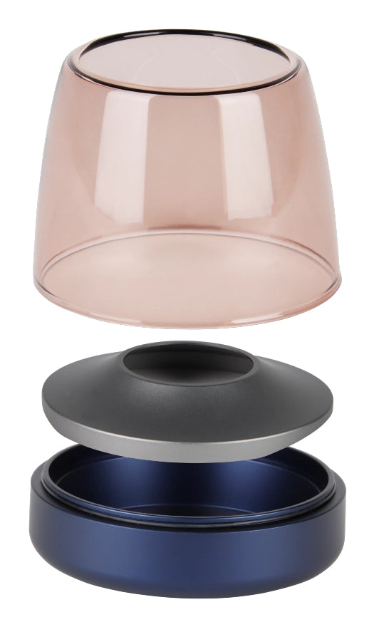 Kooduu Windlicht – Glas & Aluminium, kobaltblau – Ø 9,0 × 9,0 cm