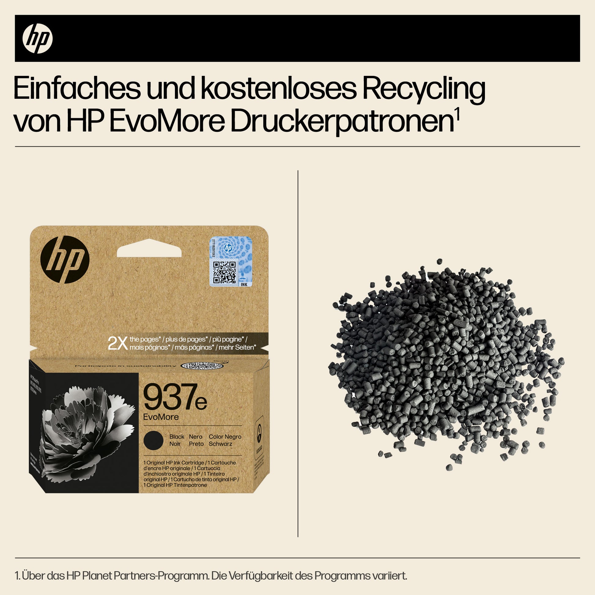 HP 937e EvoMoreXL Schwarze Tintenpatrone (Original) – 2'500 Seiten – für 937e