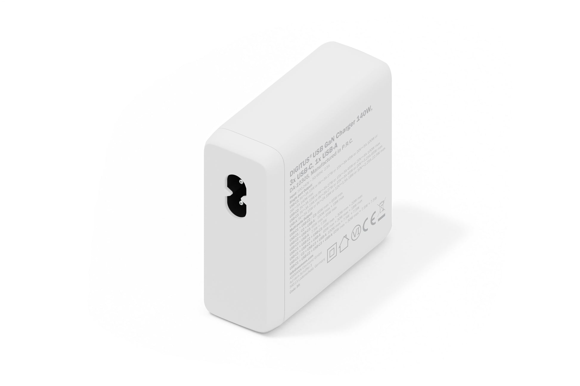 Digitus USB-Wandladegerät 140 W – USB-C×3, USB-A×1 – GaN – Weiss
