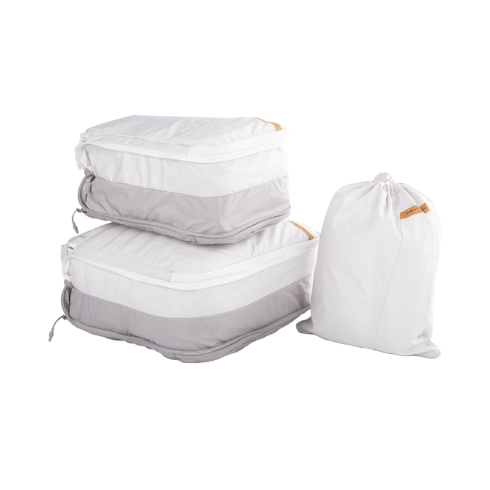 PGYTECH Aufbewahrungs-Set – Reissverschluss, Tragegriff – Grösse S/M/L – Weiss/Grau – Polyester – 3-teilig