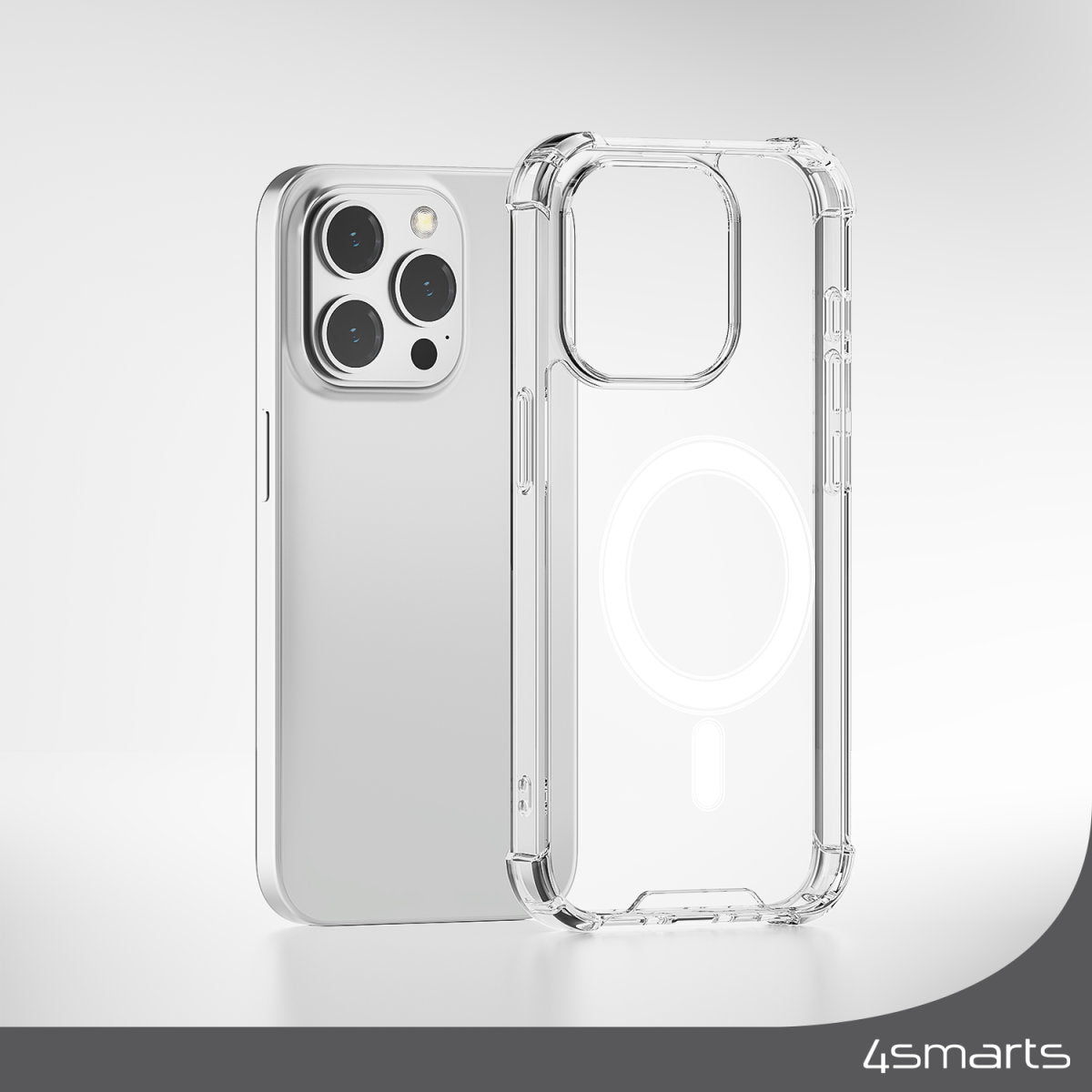 4smarts Ultimag Backcover – für Apple iPhone 15, MagSafe, TPU, Transparent