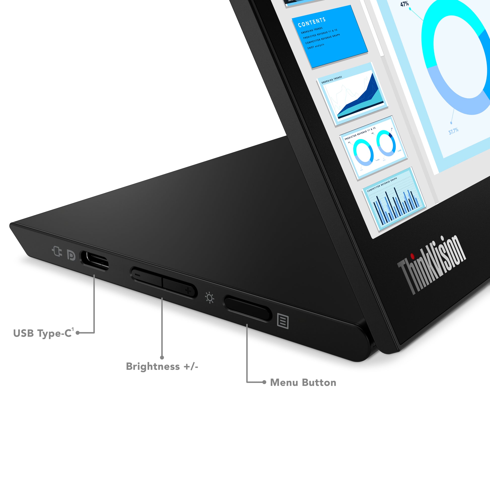 Lenovo M14 – Portabler Monitor, 14", 1920 × 1080 (Full HD), IPS, 2× USB-C, 300 cd/m²