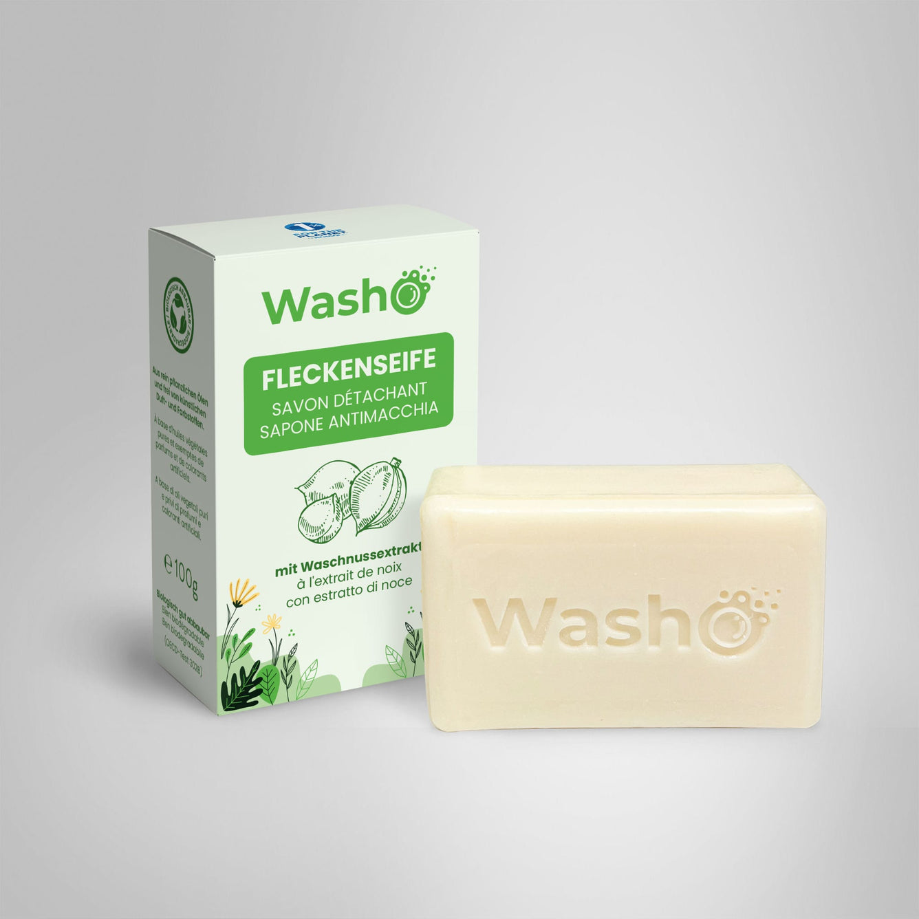 Washo Fleckenseife für Universal – ohne Duft – 100 g – biologisch abbaubar