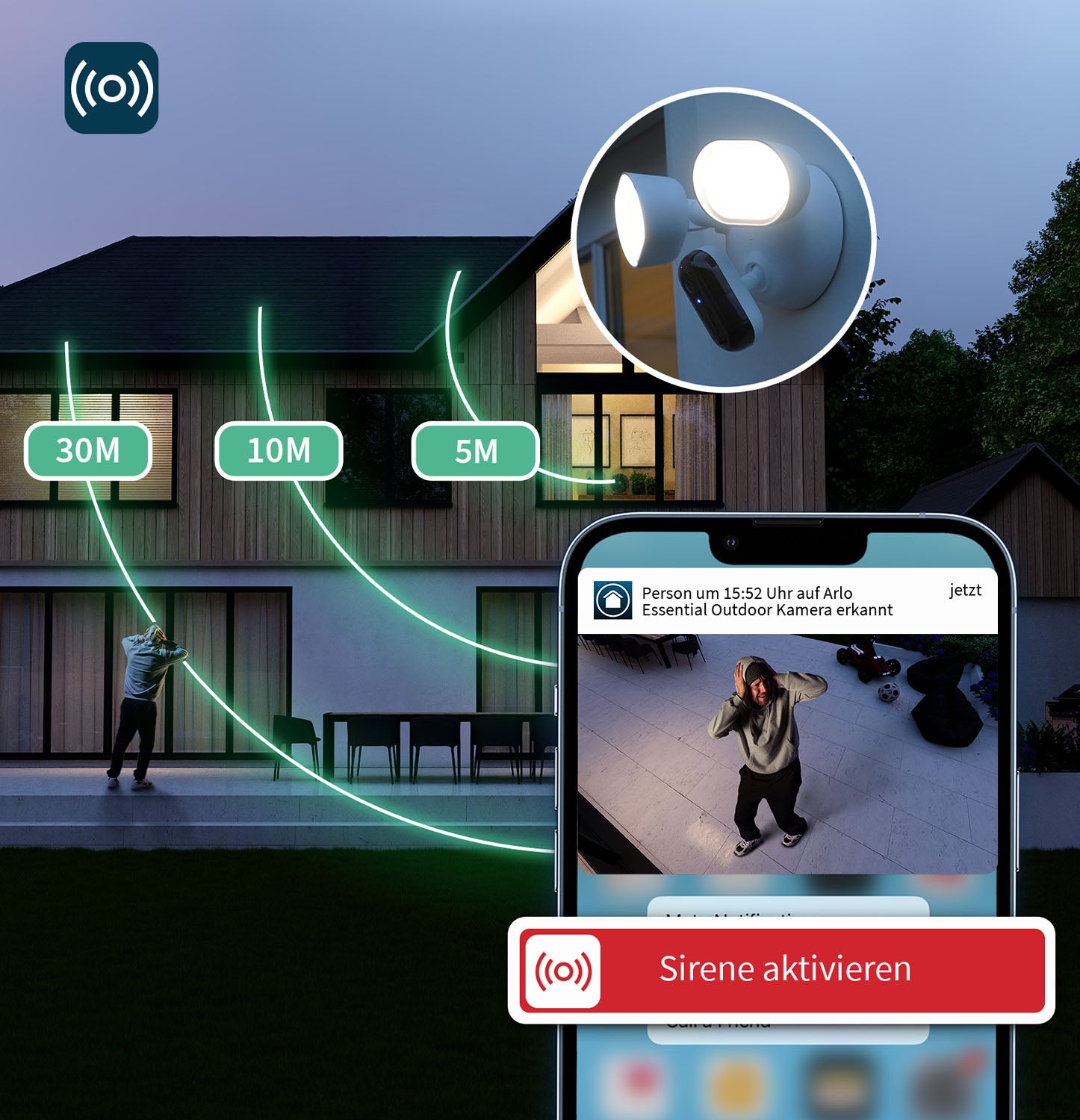 Arlo Kabelgebundene Flutlichtkamera – Flutlichtkamera, Netz, 2er-Set