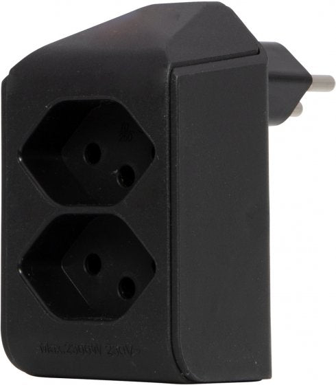 Brennenstuhl 2-fach drehbarer Abzweigstecker 300° – T12 zu T13, 230 V, 10 A – Schwarz