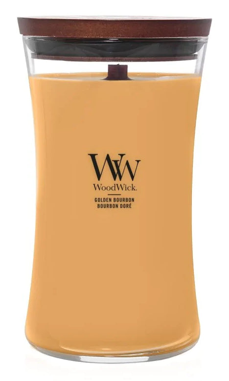 WoodWick Duftkerze – Golden Bourbon – Ø 10 × 17,5 cm – 110–120 h