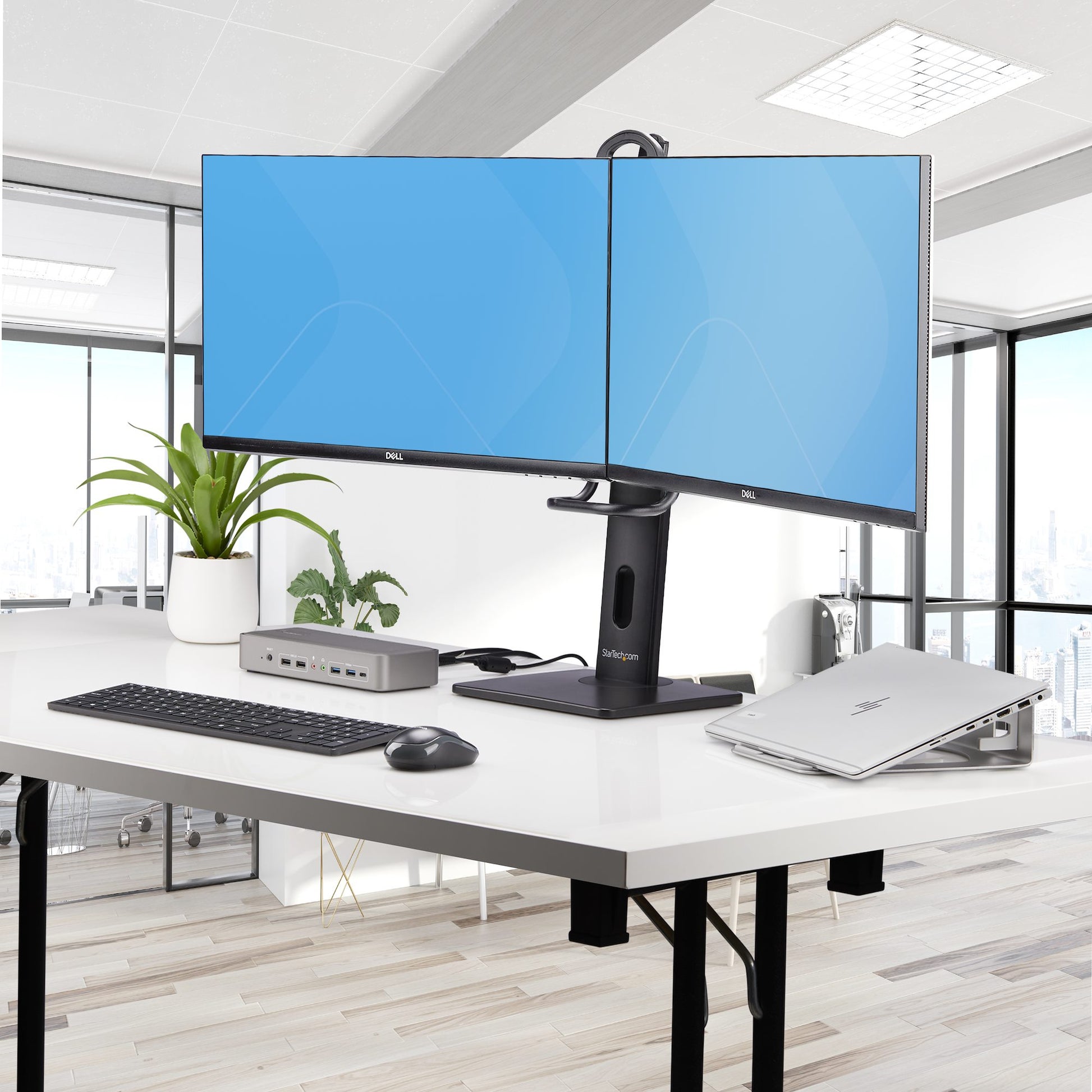 StarTech.com CROSSBAR – Monitorhalterung, Dual, Standfuss, bis 27"