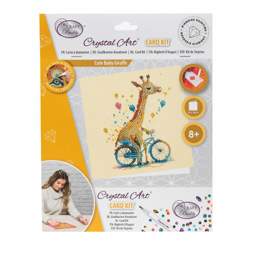 CRAFT Buddy Crystal Art Card – Diamond Painting Set – Giraffe – 18 × 18 cm – ab 8 Jahren