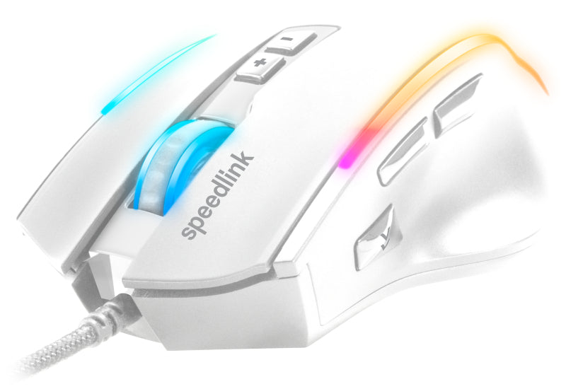 SPEEDLINK DECUS NX – Gaming-Maus – Kabelgebunden (USB‑A), 12800 DPI, rechts, Weiss