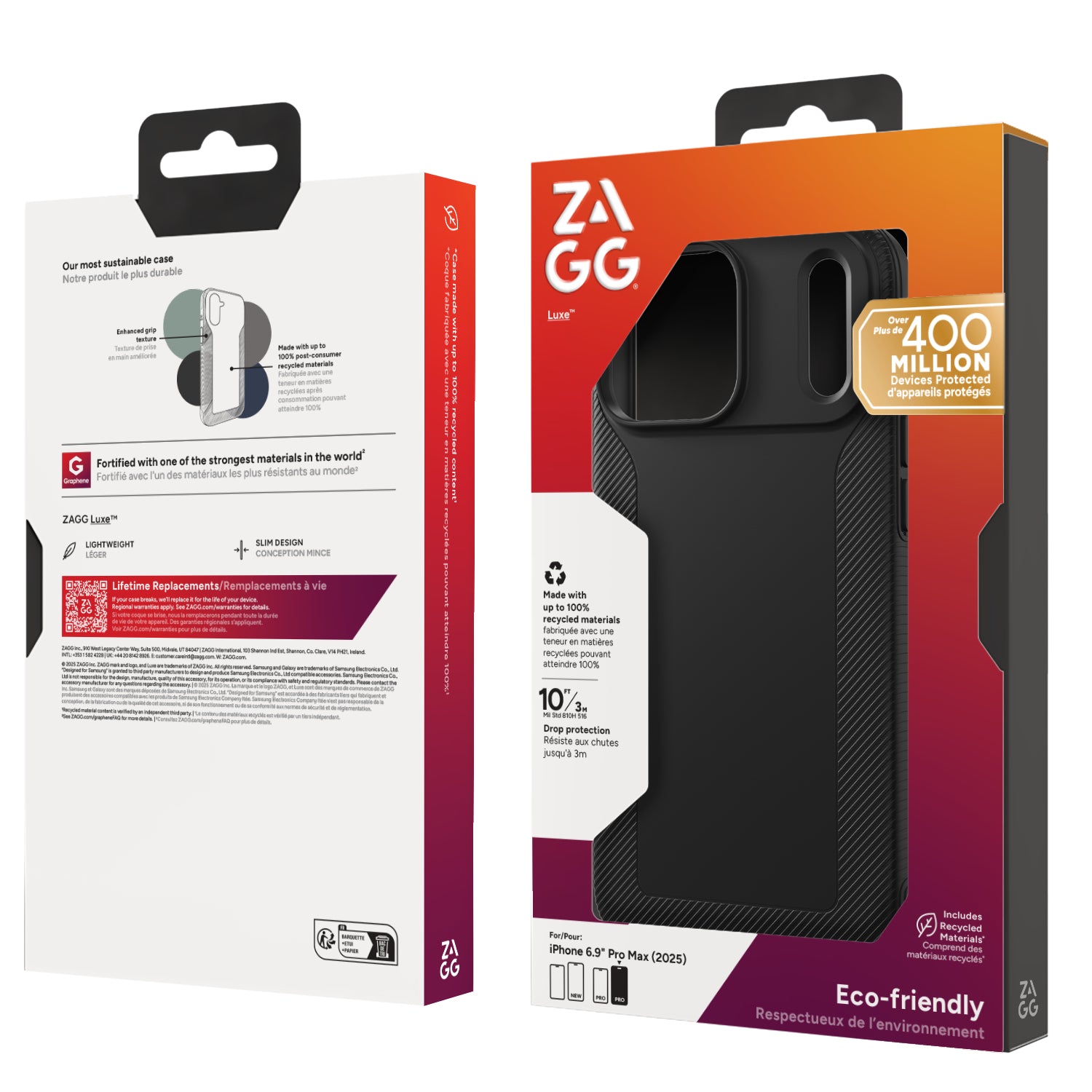 ZAGG Luxe Snap – Backcover – für Apple iPhone 17 Pro Max – MagSafe, Graphen, Schwarz, bis 3 m Sturzsicher