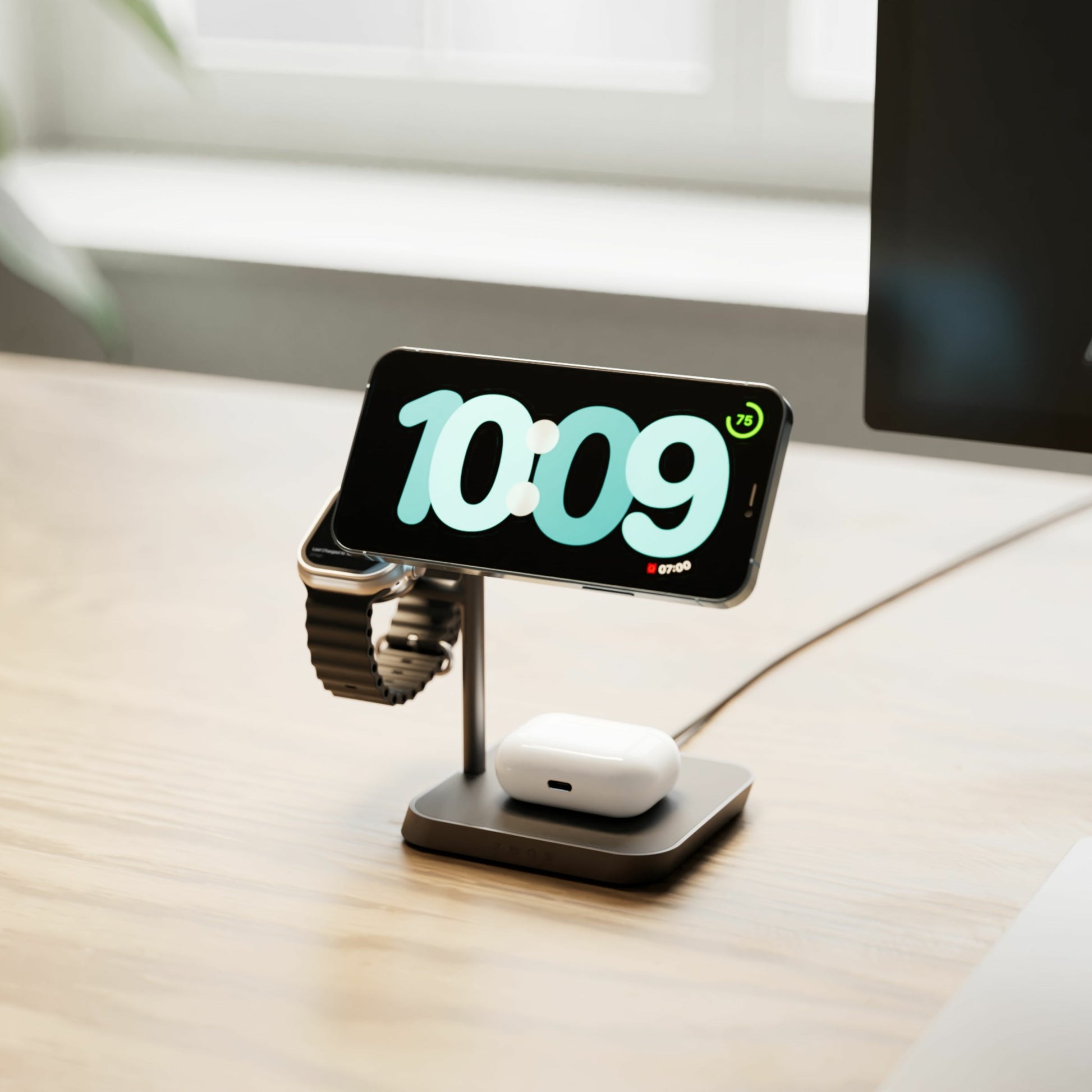 Zens Office Pro 3 Ladestation – 25 W, Qi2, MagSafe-kompatibel – für Kopfhörer, Smartphone, Smartwatch