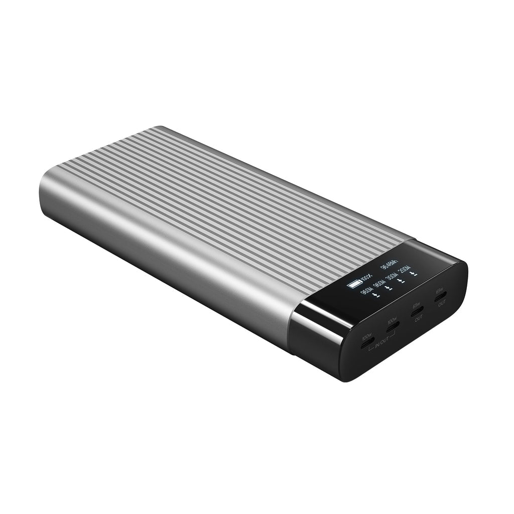 HYPER Powerbank 27000 mAh, PD 245 W, 4× USB-C, Durchgangsladung, für Smartphones, Schwarz