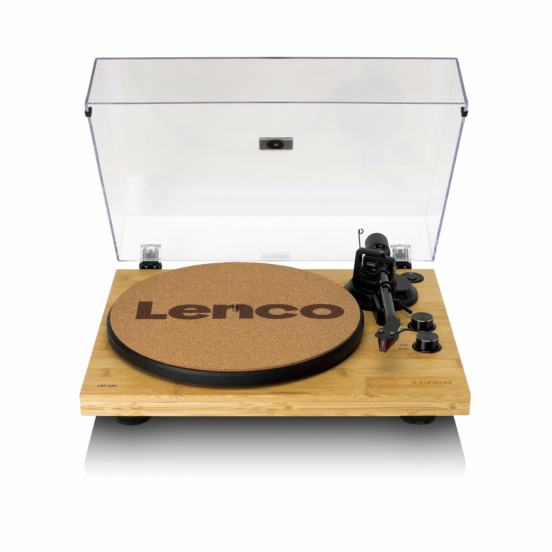 Lenco LBT-335BA – Plattenspieler (Riemenantrieb, Start-Stop), Bluetooth 5.2, Phono-Vorverstärker, 33⅓/45 U/min – Bambus