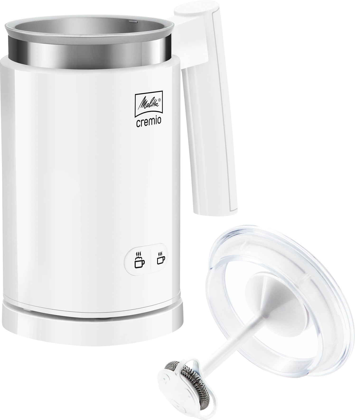 Melitta Elektrischer Milchschäumer Cremio II – Füllmenge 250 ml, Schaum 150 ml, 450 W, Weiss