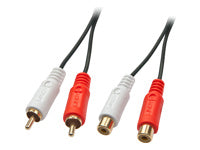 Lindy Audio-Verlängerungskabel 2×RCA (Stecker) auf 2×RCA (Buchse) – 10 m, vergoldete Kontakte