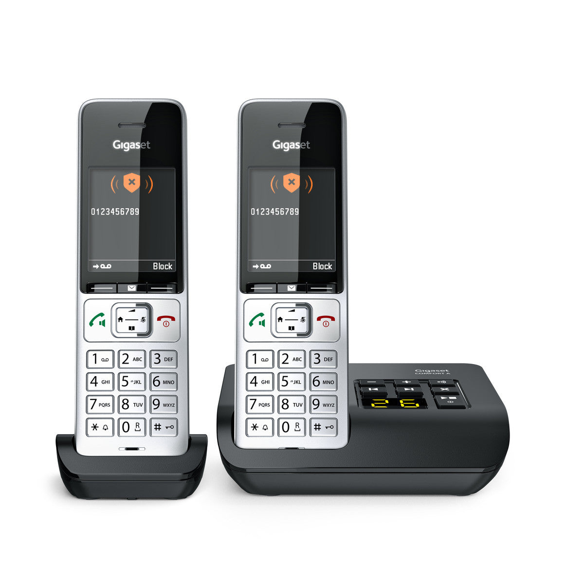Gigaset Comfort 500 A Duo – mit Anrufbeantworter, inkl. 2 Mobilteile, Schwarz/Silber