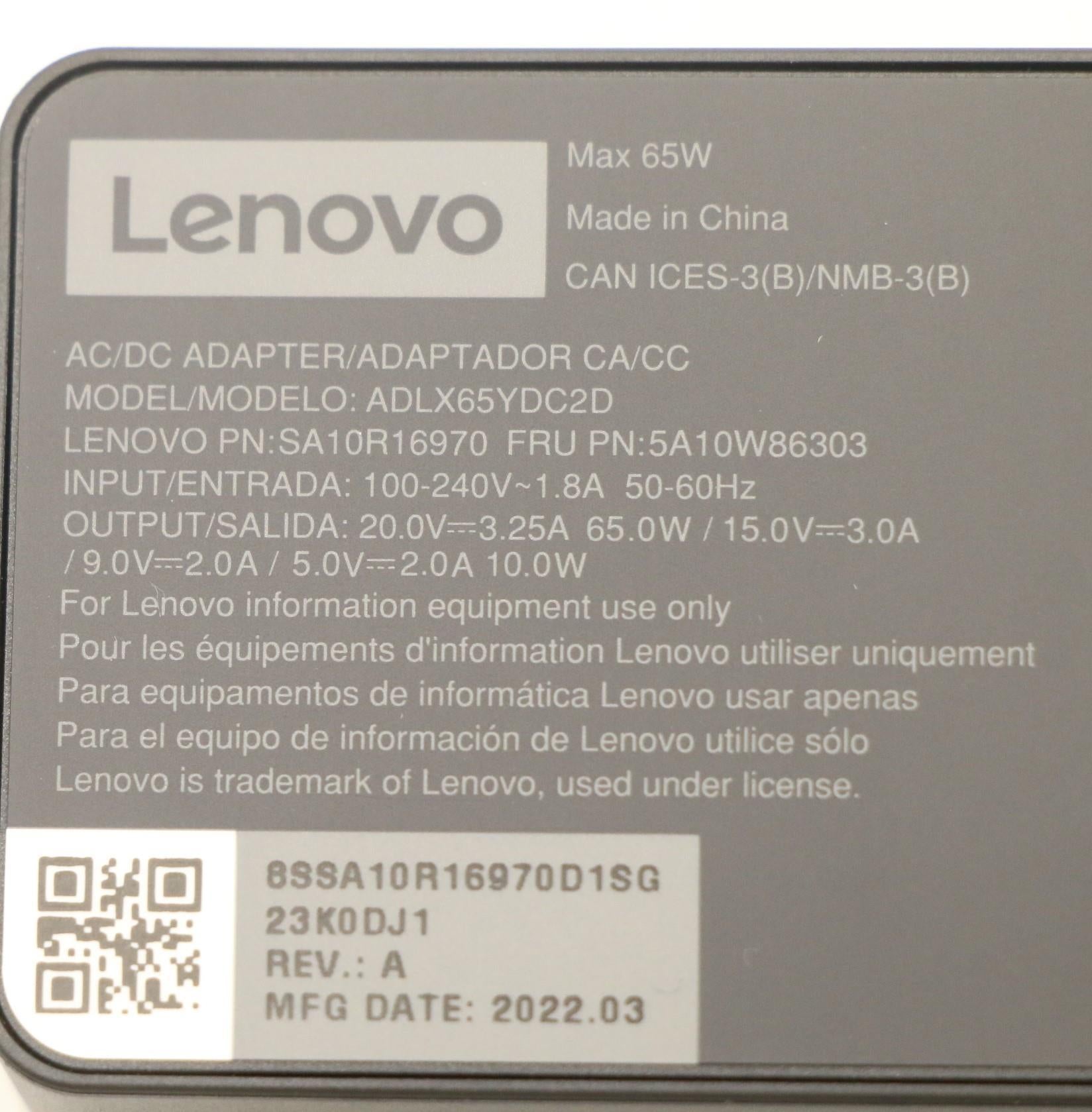 Lenovo 5A10W86303 Netzteil 65 W – für Lenovo-Laptops, schwarz