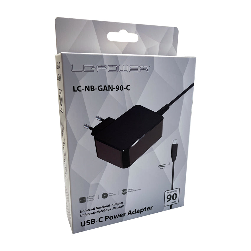 LC-Power LC-NB-GAN-90-C USB Wandladegerät 90 W – GaN, USB-C×1 – für Acer, Apple, Dell und andere