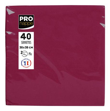 PRONAPPE Servietten – Bordeaux – 38 × 38 cm, 2-lagig – 40 Stück