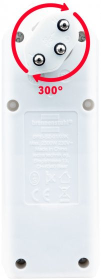 Brennenstuhl Abzweigstecker T12 zu 3× T13 – 230 V, 10 A, 300° drehbar, mit Schalter – Weiss