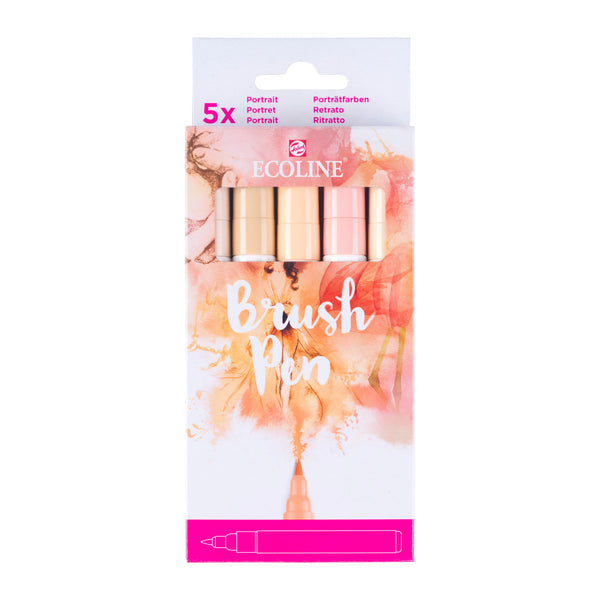 Talens Ecoline Brush Pen – Pinselspitze, wasservermalbar, 5 Farben