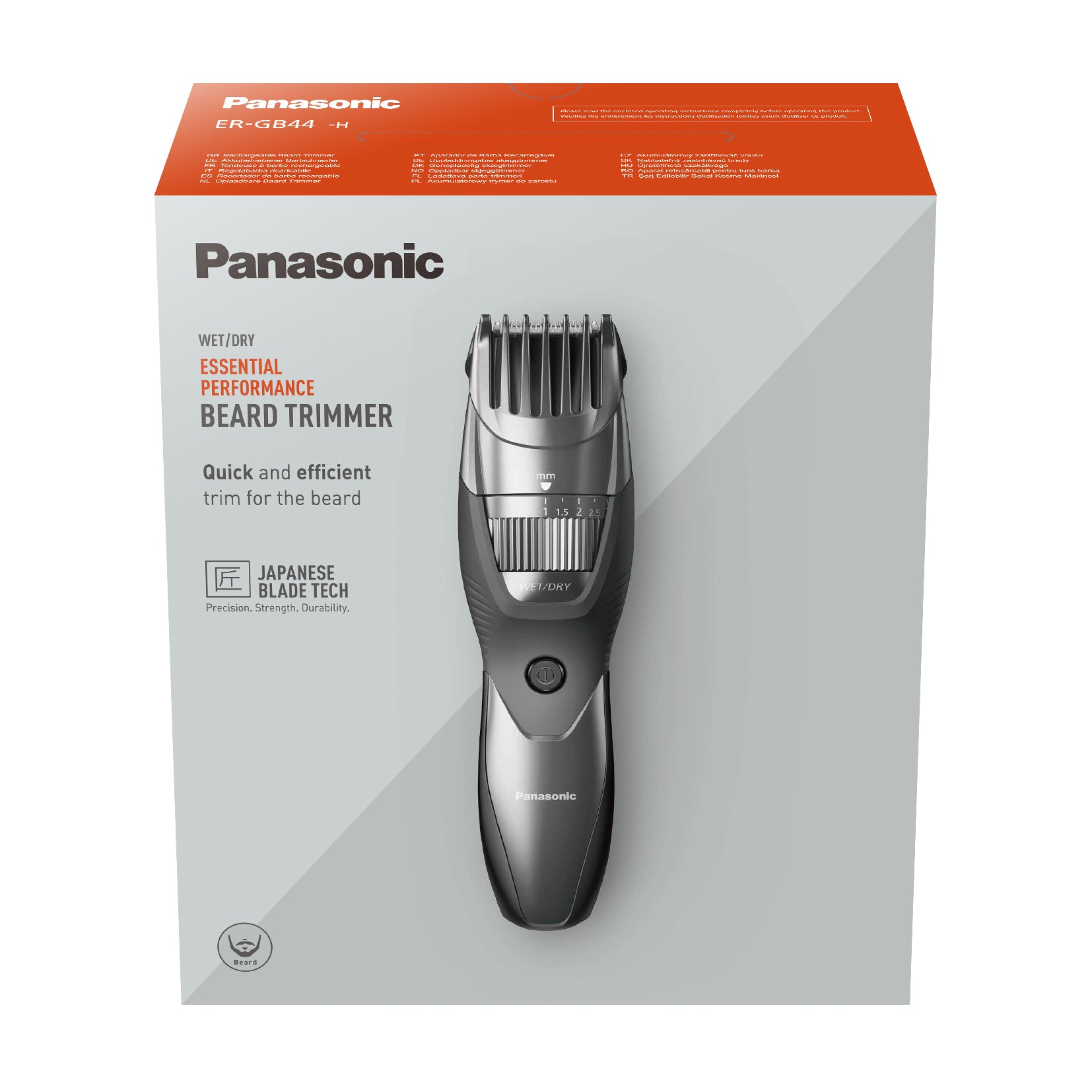 Panasonic Bartschneider ER-GB44H503 – Nass & Trocken, 60 min Akku – Schwarz, Edelstahl