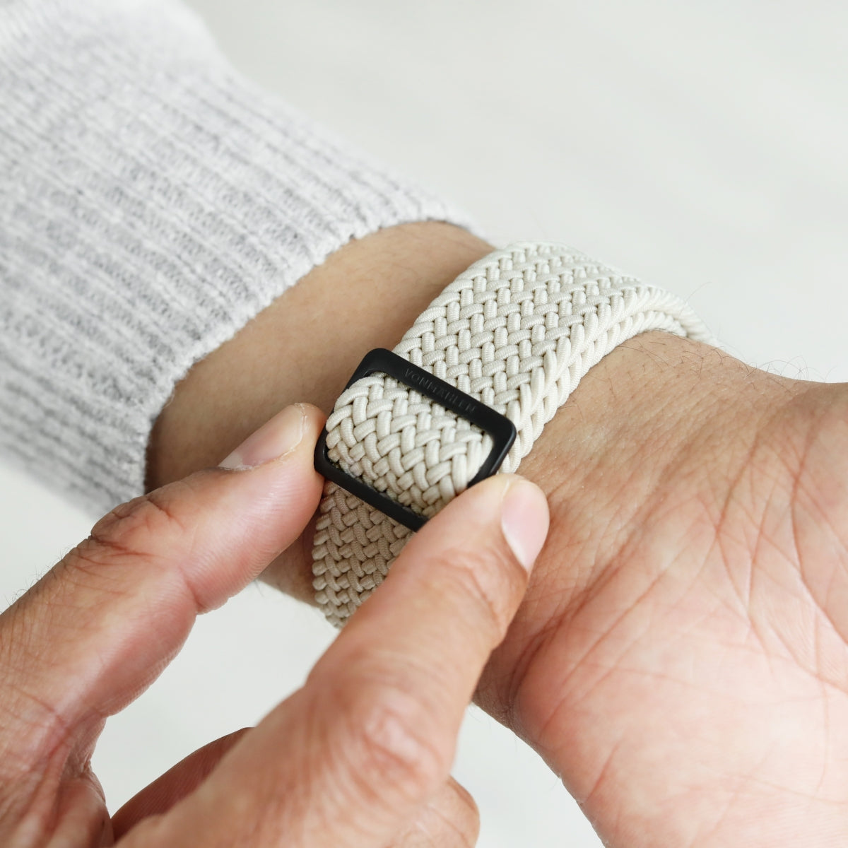 Vonmählen Woven Loop – Armband – für Apple Watch, Creme/Schwarz, One Size, Nylon