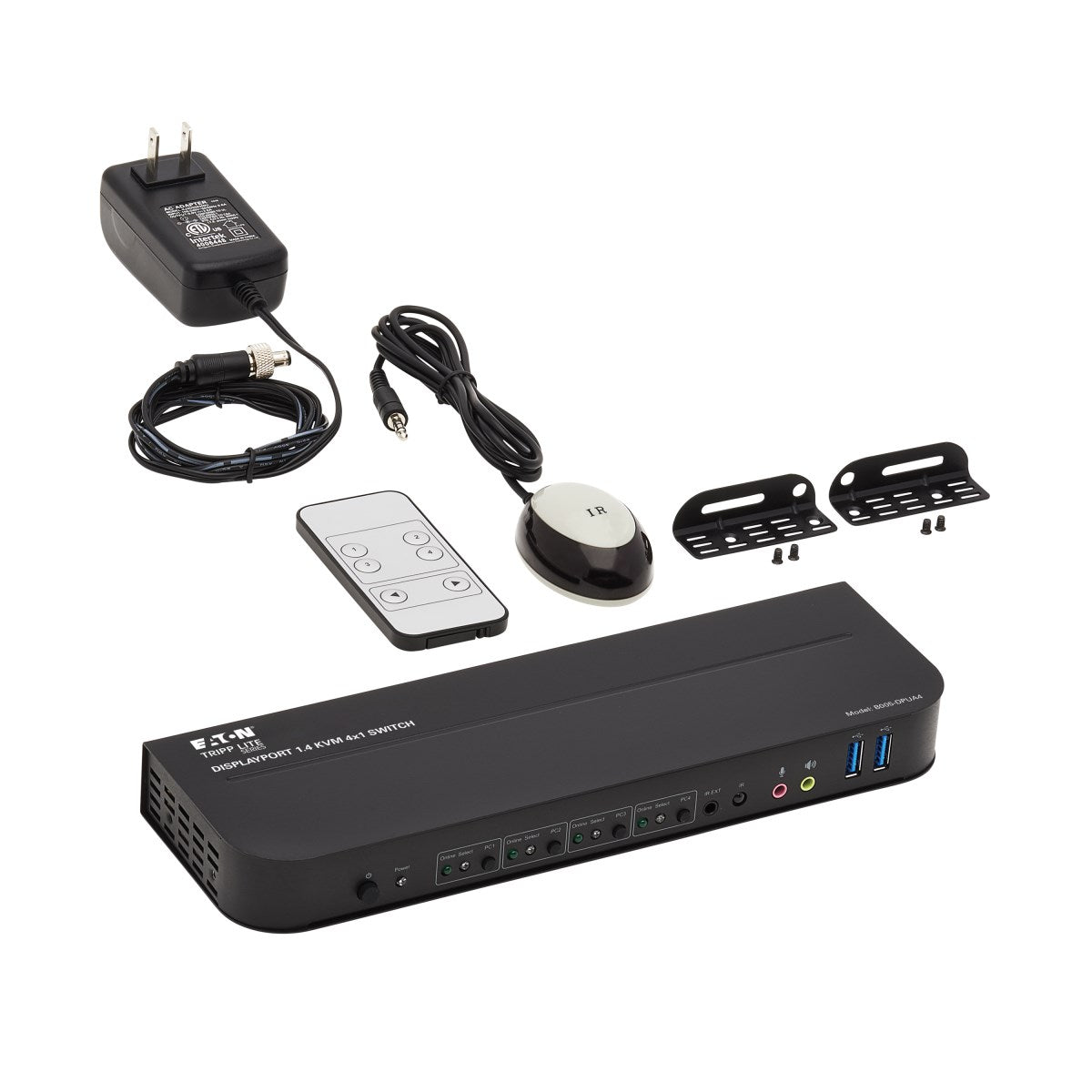 Tripp Lite B005-DPUA4 – 4-Port DP/HDMI KVM-Switch – 4K/60 Hz, USB 3.0-Hub, Audio