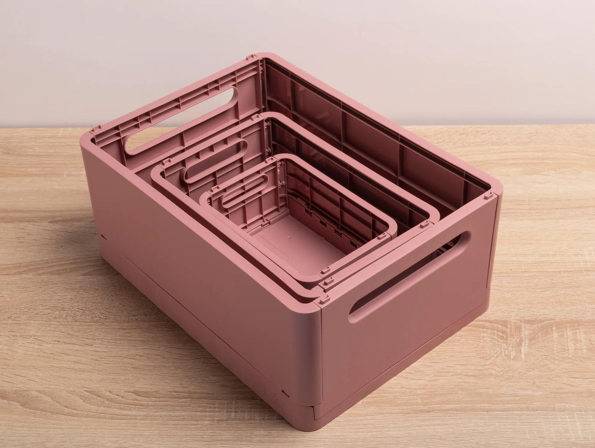 Exacompta Skandi Aufbewahrungsbox – für A6+, klappbar, altrosa, Polypropylen (PP), B 188 × H 95 × T 138 mm