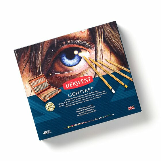 Derwent Buntstifte Professional Lightfast – 48 Farben, im Holzkoffer