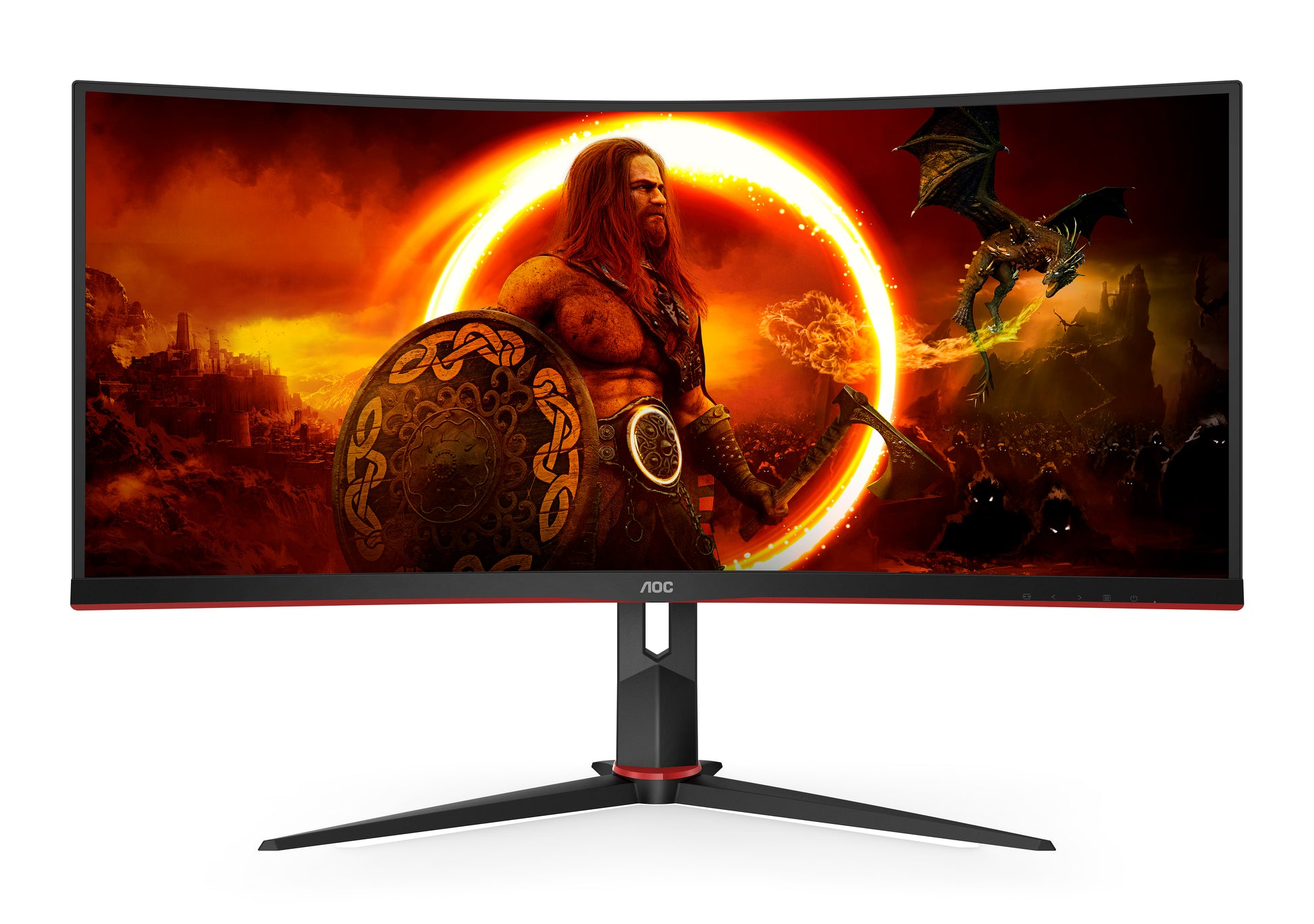 AOC CU34G2XP/BK – Monitor, 34" 3440 × 1440 (UWQHD), VA, 180 Hz, Gebogen, Adaptive Sync, VESA 100 × 100, Rot