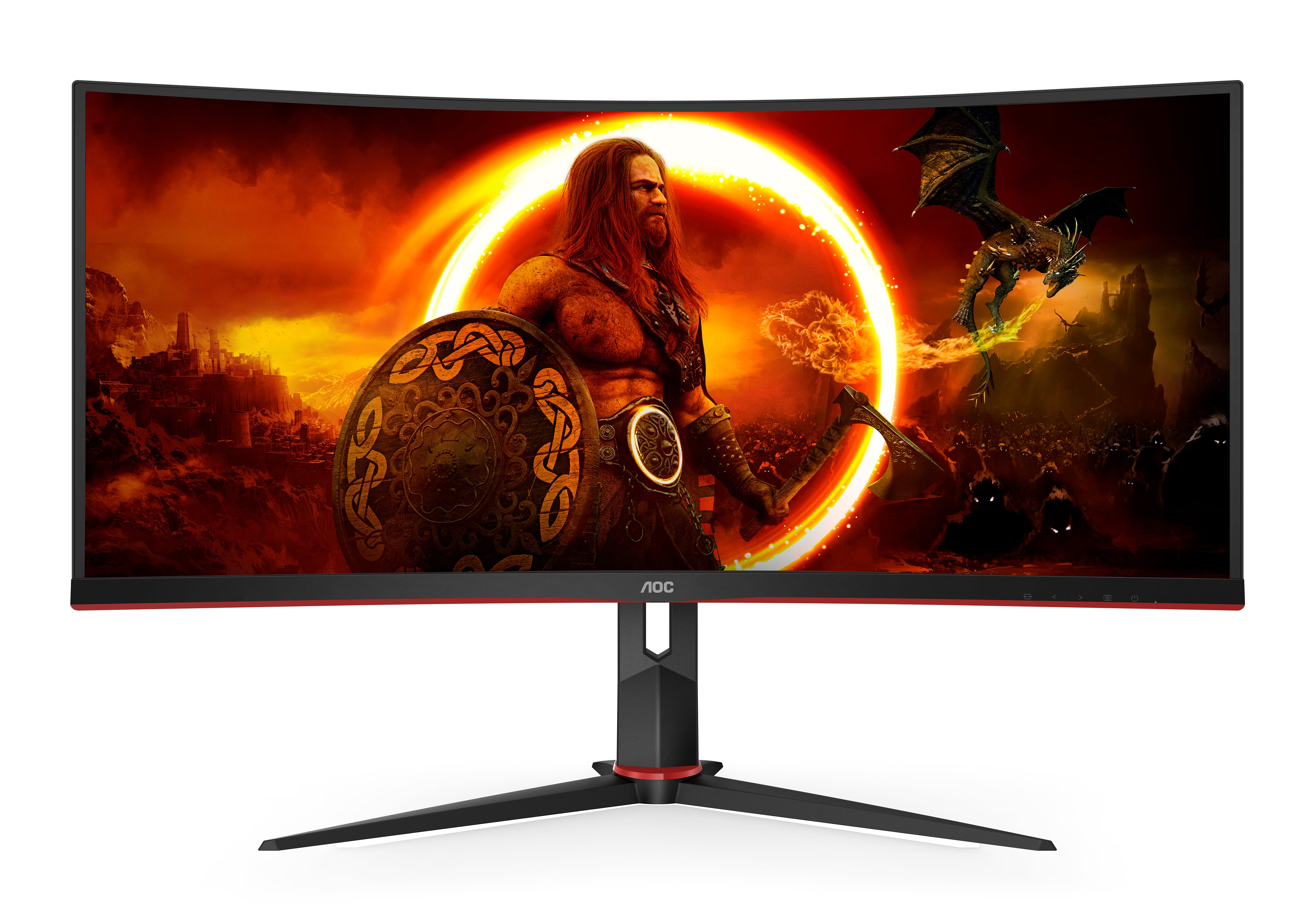 AOC CU34G2XP/BK – Monitor, 34" 3440 × 1440 (UWQHD), VA, 180 Hz, Gebogen, Adaptive Sync, VESA 100 × 100, Rot