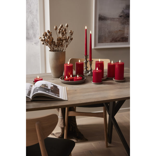 Star Trading LED-Kerze – Ø 7,5 × 17,5 cm – Kunststoff, Rot