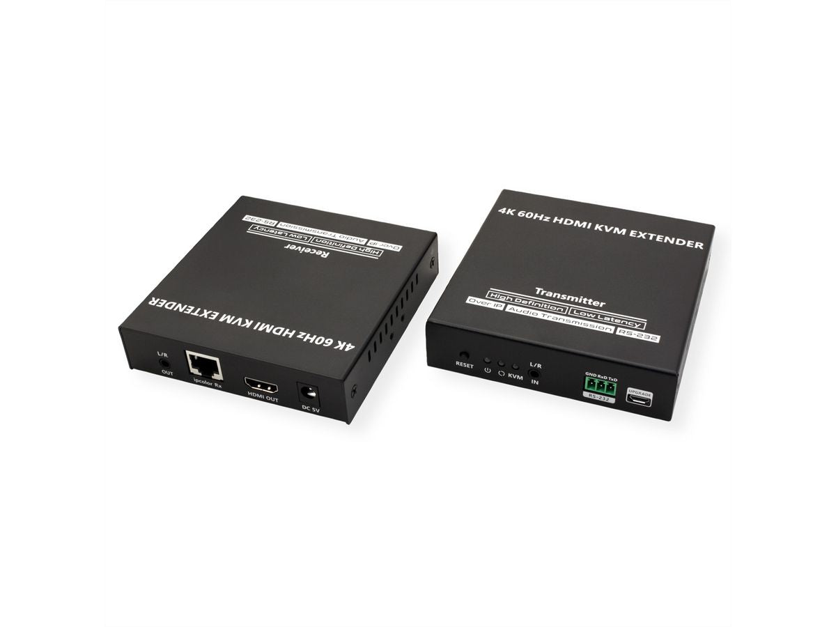 VALUE KVM-Extender-Set HDMI – 4K/60 Hz, USB, Audio, RS-232, bis 120 m über Cat 6