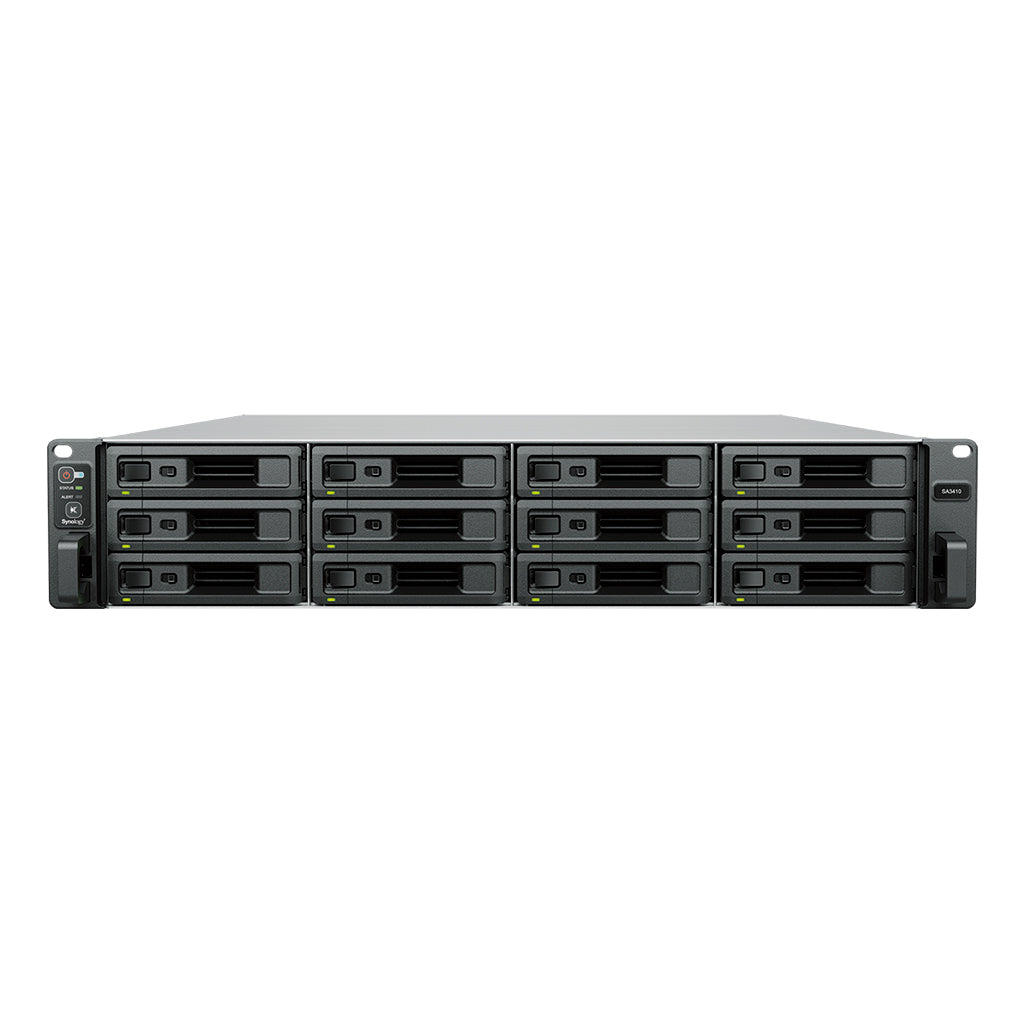 Synology SA3410 – 12-Bay Rack 2U NAS – Intel Xeon D-1541, 16 GB RAM, 10GbE, DSM