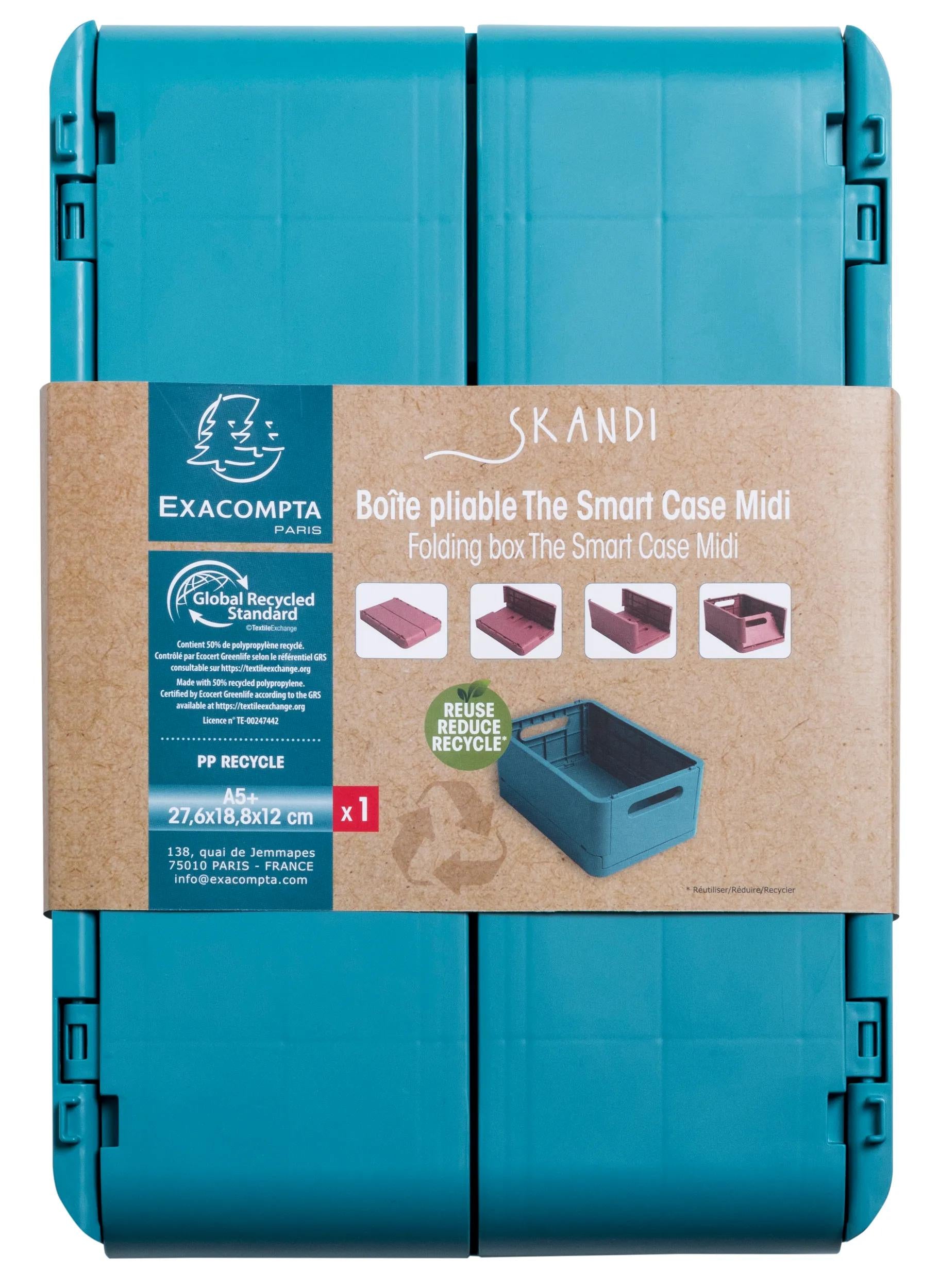 Exacompta Smart Case Midi Aufbewahrungsbox B 276 × H 120 × T 188 mm – für A5+, faltbar, blau
