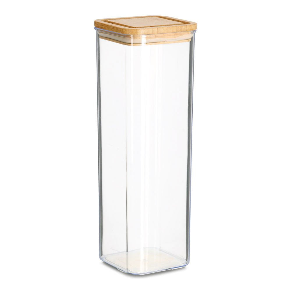 Zeller Present Vorratsdose 1,9 l, 10 × 10 × 29,5 cm, Bambus/Polypropylen (PP)/Silikon, transparent/braun