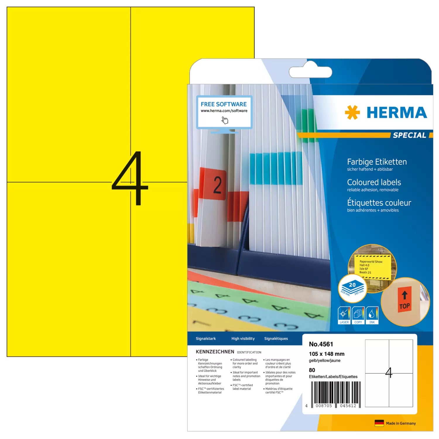 HERMA Etiketten, gelb, selbstklebend
