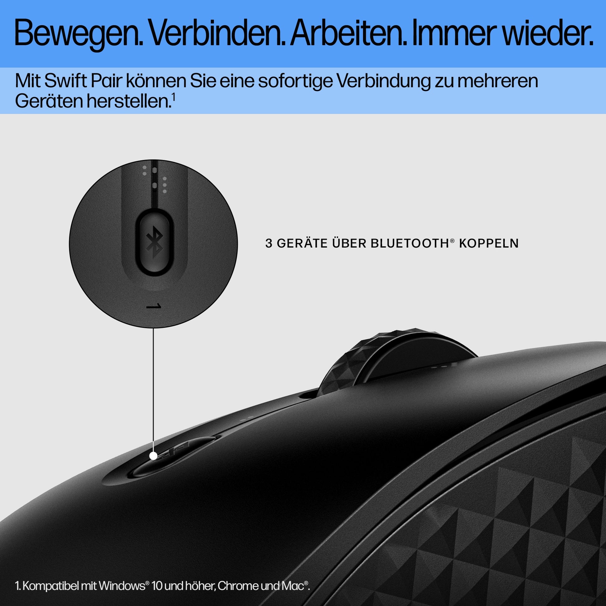 HP 420 – Maus – Kabellos (Bluetooth), 4000 DPI, beidhändig, Schwarz