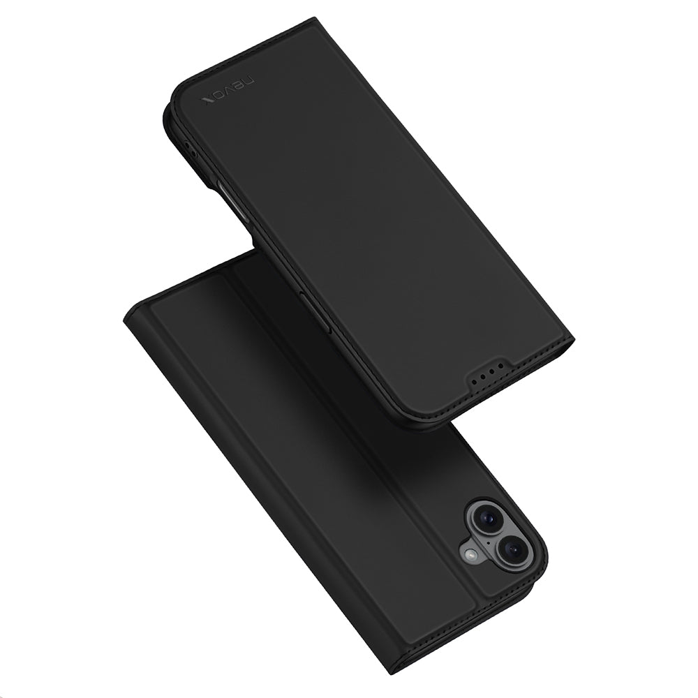 nevox Vario Series Wallethülle – für Apple iPhone 16 Plus, mit Ständer, 1 Kartenfach, PU+TPU, Schwarz