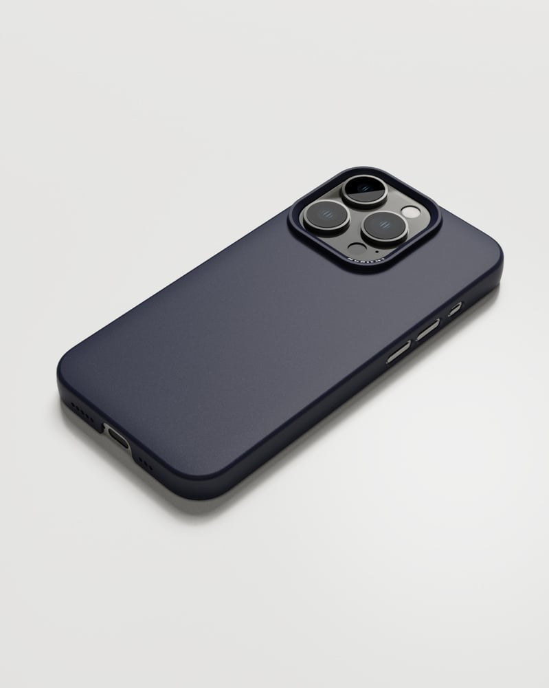 NUDIENT Thin Case – Backcover – für Apple iPhone 15 Pro, MagSafe, Recycling-Kunststoff, Midwinter Blue