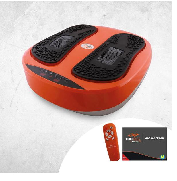 Mediashopping Vibrolegs Fussmassagegerät – Vibrationsmassage, 4 Programme, 10 Geschwindigkeitsstufen – Schwarz/Orange