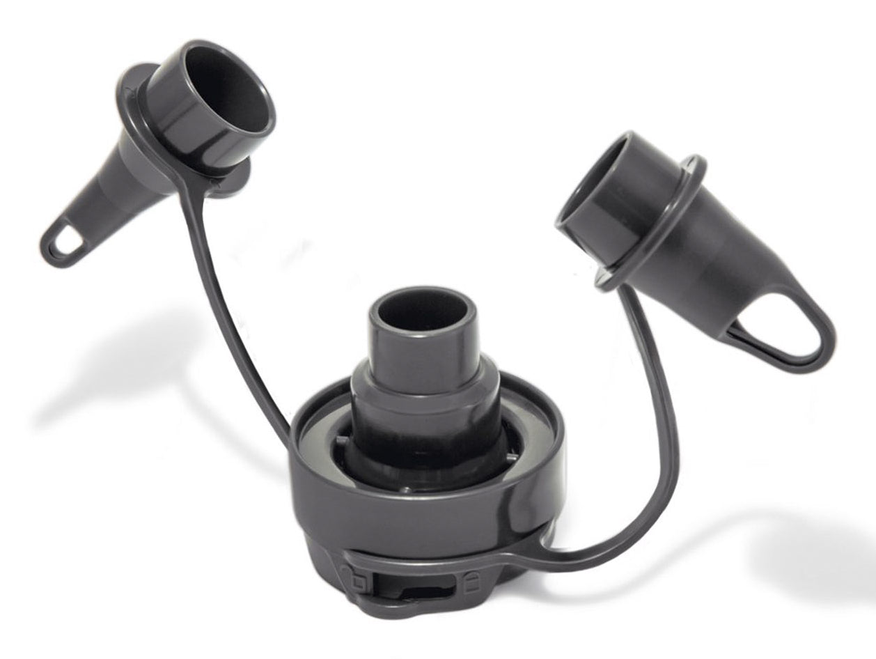 Intex Quick-Fill Akku-Luftpumpe – 420 l/min, 3 Düsen, 6× C, Druckablass – für Schlauchboote – Schwarz