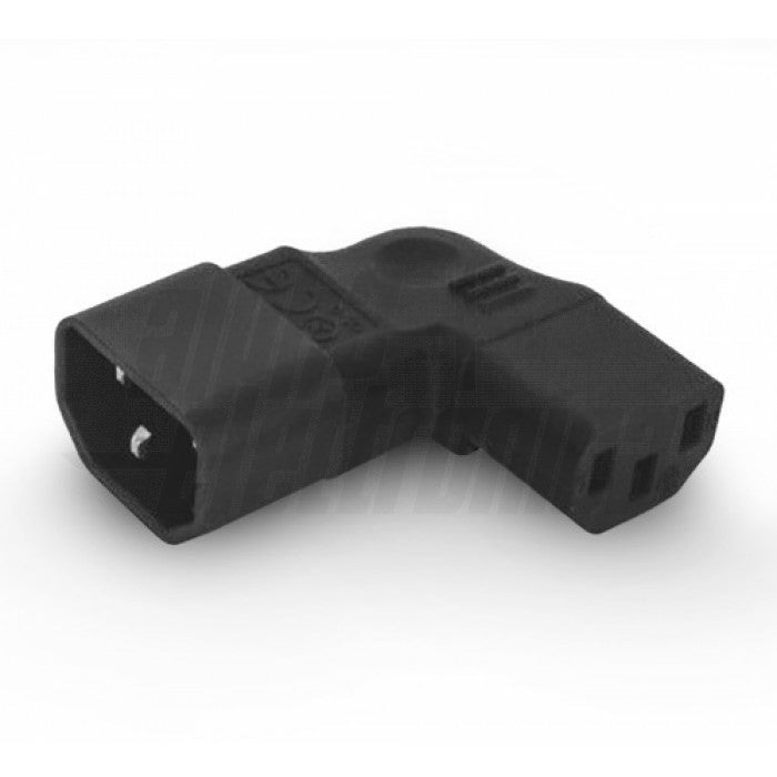 Alpha Elettronica 23-33/3-2 Netzadapter C13 zu C14 – Abgewinkelt 90°, Schwarz, für IEC C13/C14