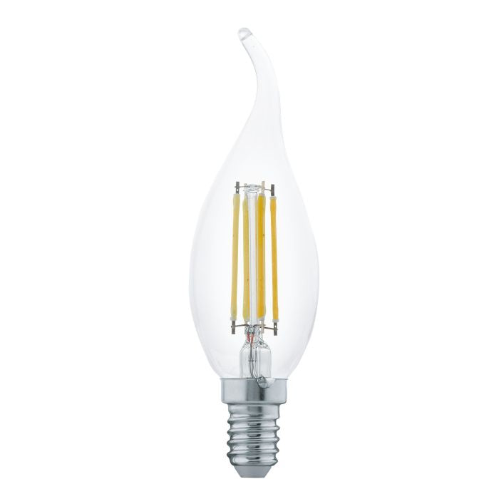 EGLO LED-Leuchtmittel E14 Kerze – Warmweiss 2700 K, 350 lm, 4 W – IP20 – 1 Stk., Transparent, Glas