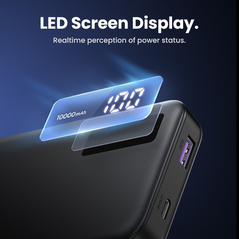 Ugreen 25742 Powerbank 10'000 mAh – 20 W PD, 1× USB-C, 1× USB-A, schwarz
